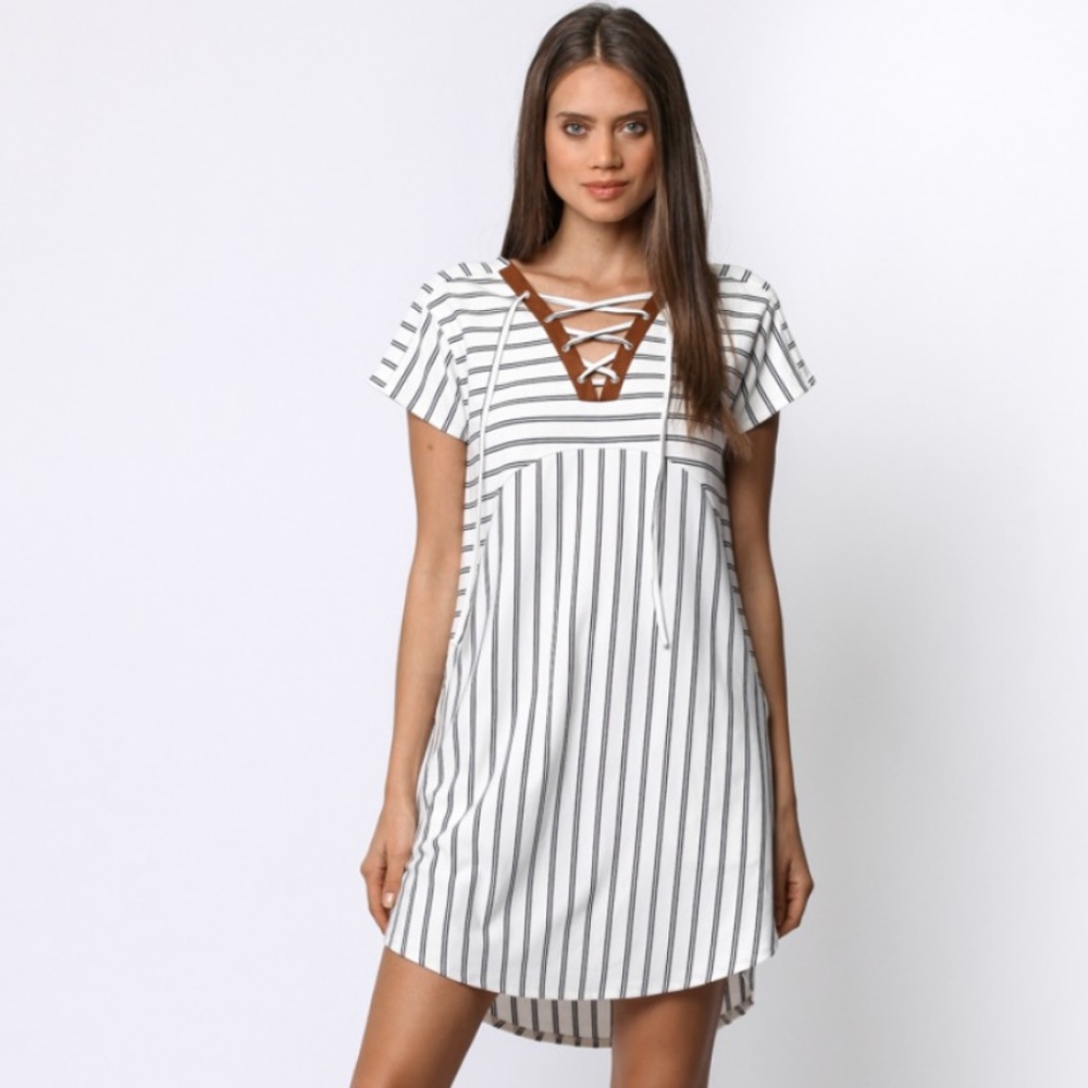 (Baseball Dress) French Terry Short Sleeve Lace up